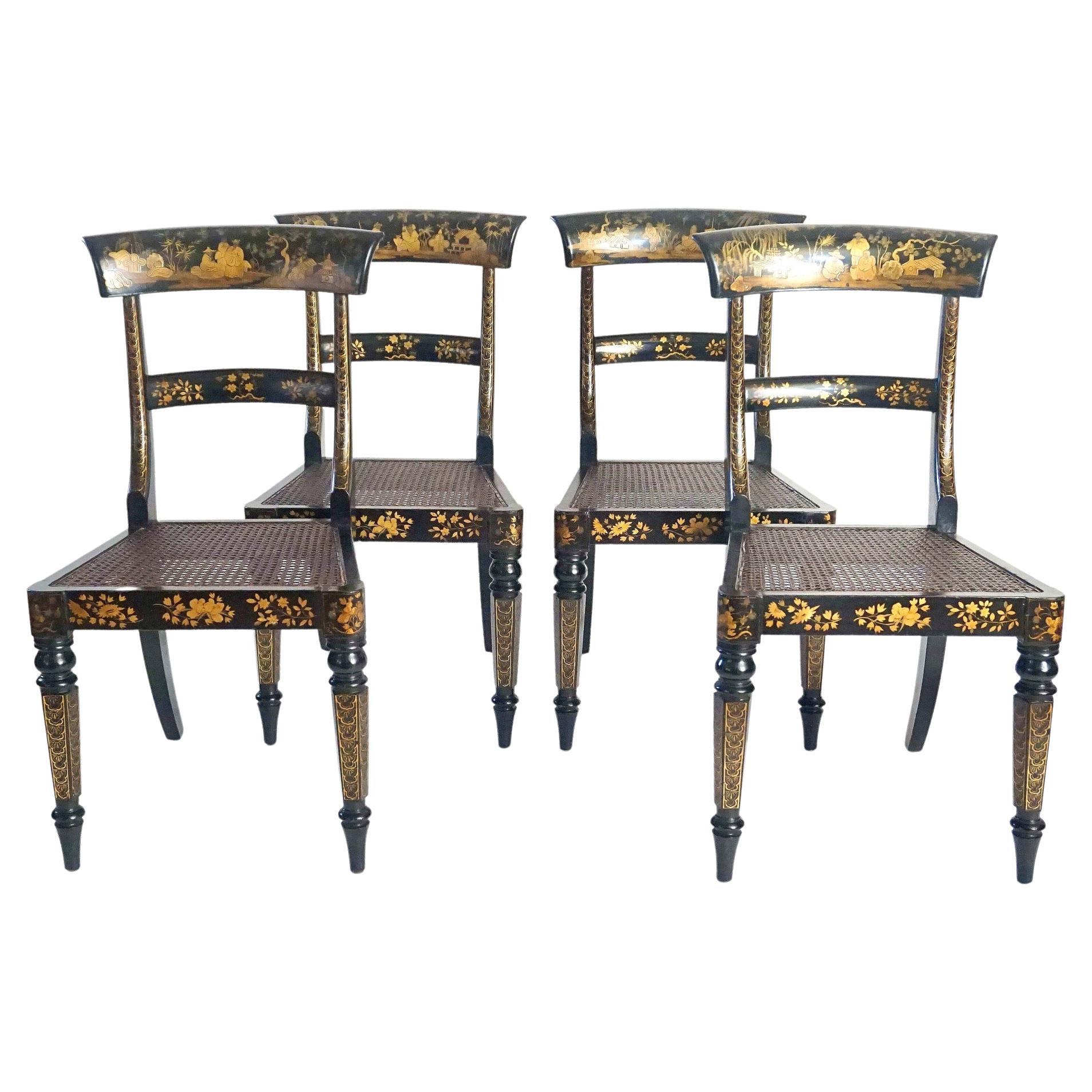 English Chinoiserie Chairs, Ex-Garvan Collection Yale University, circa 1835 For Sale