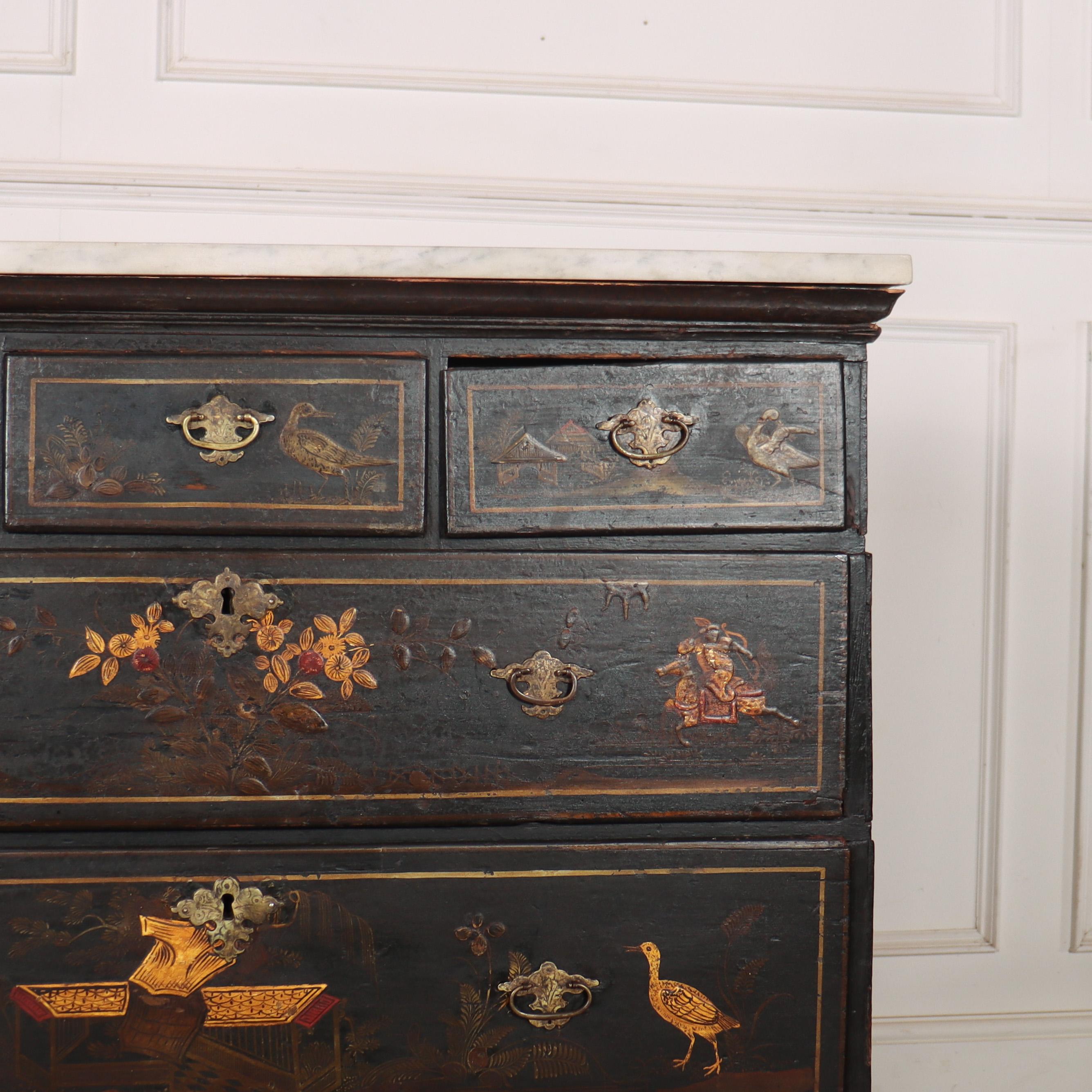 Hand-Painted English Chinoiserie Chest of Drawers