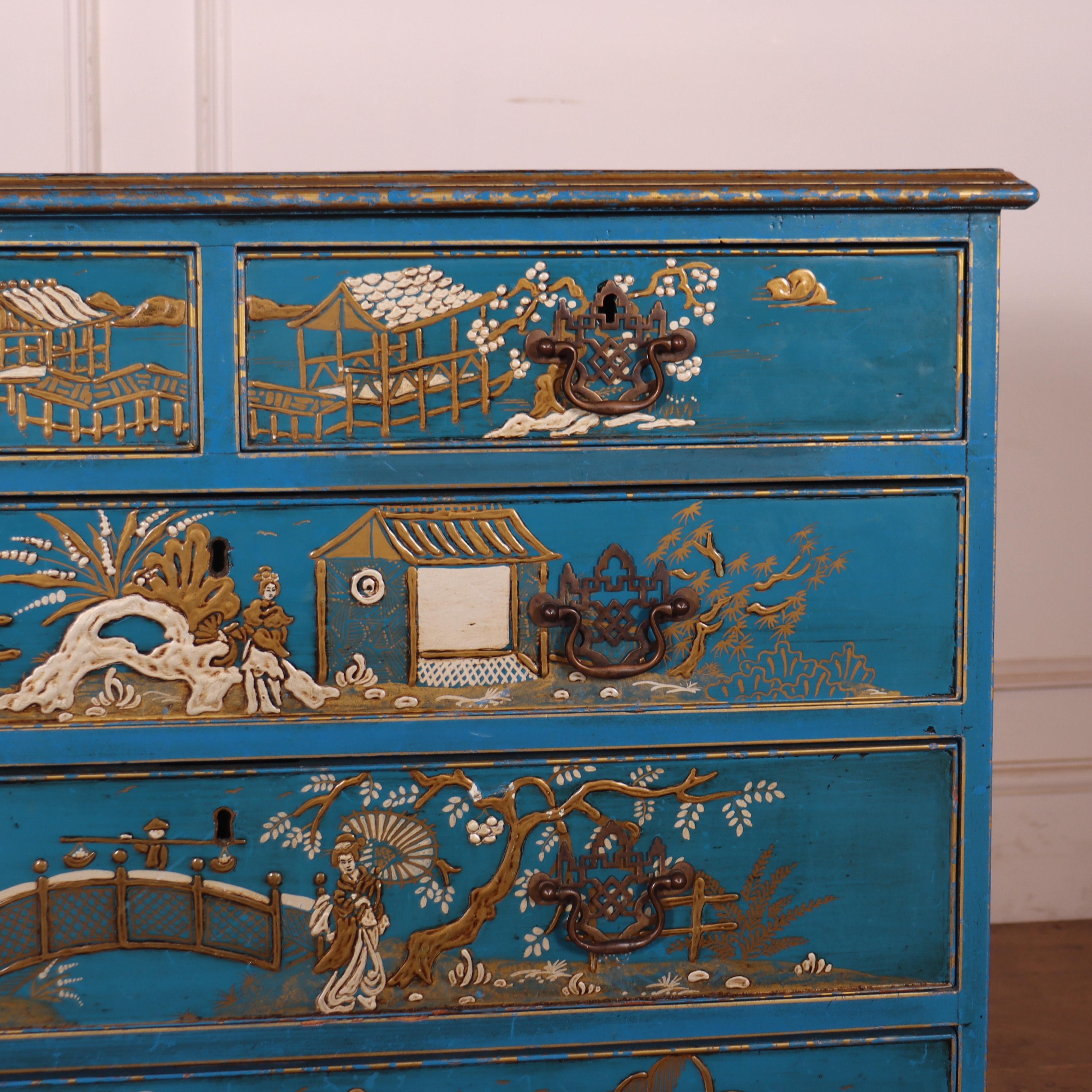 Dipinto a mano Cassettiera inglese Chinoiserie in vendita
