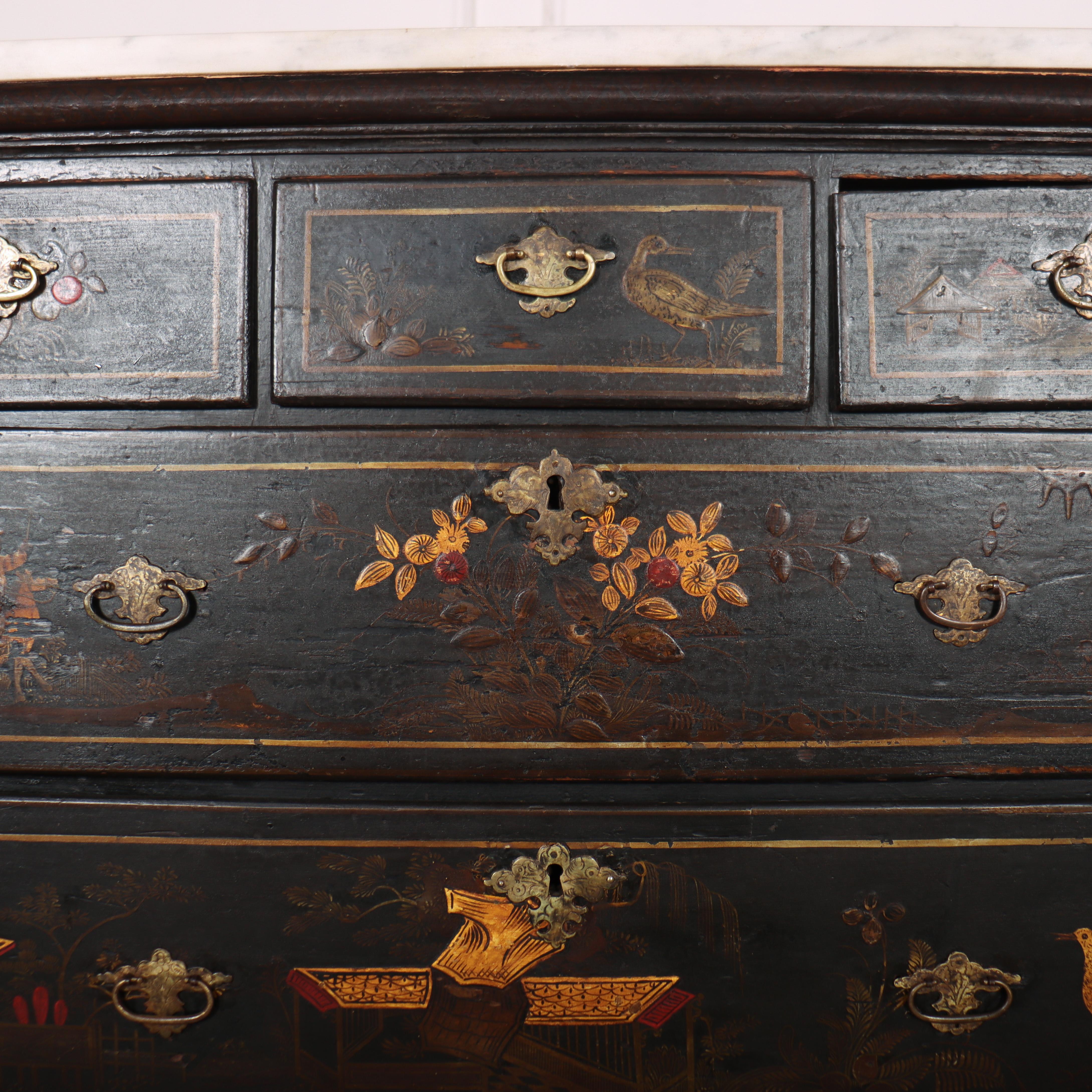 Marble English Chinoiserie Chest of Drawers