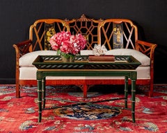 English Chinoiserie Chippendale Style Pagoda Top Settee