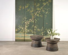 English Chinoiserie Decorated Flora and Fauna Folding Screen