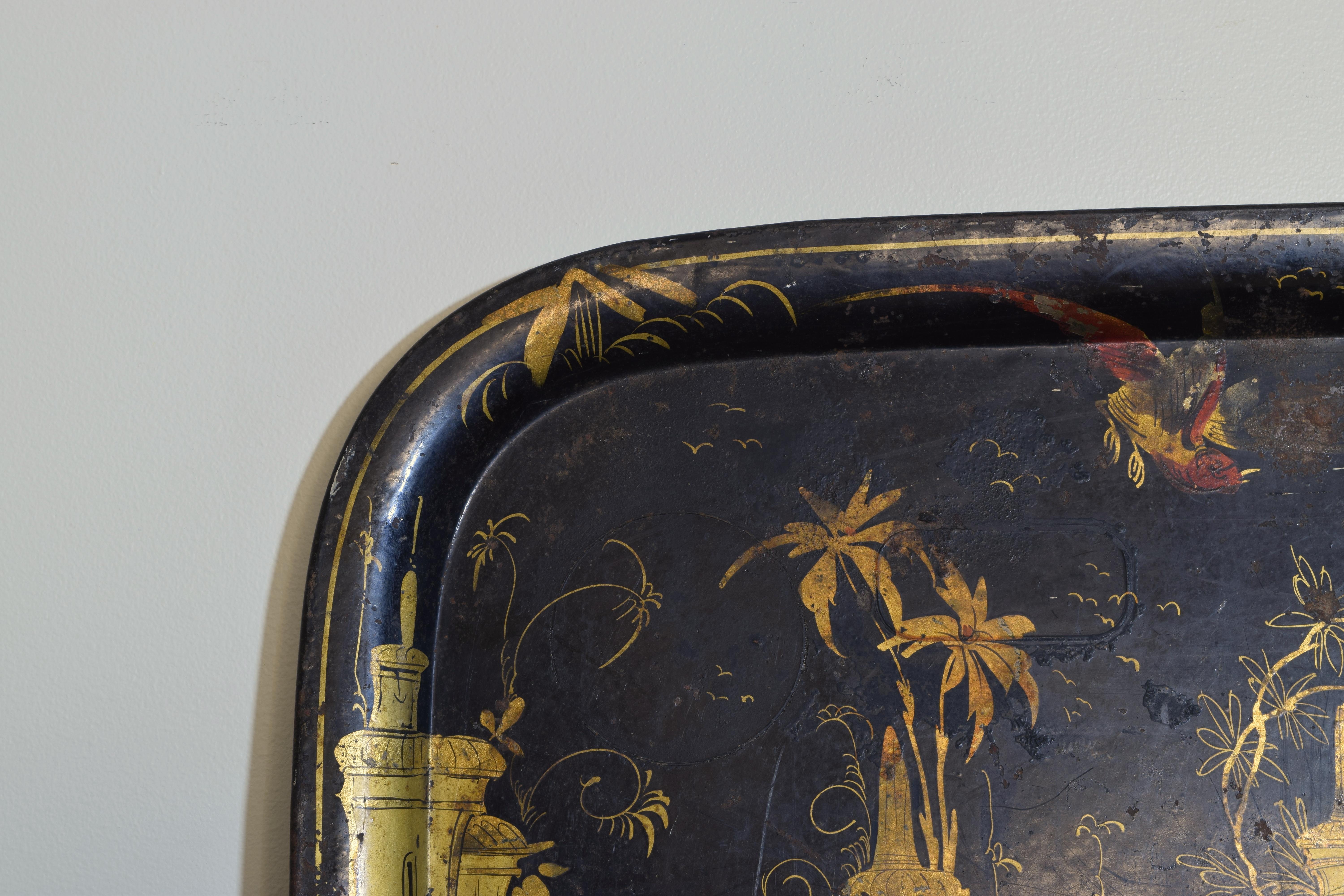British English Chinoiserie Decorated Tole Tray, Third Quarter of the 19th Century
