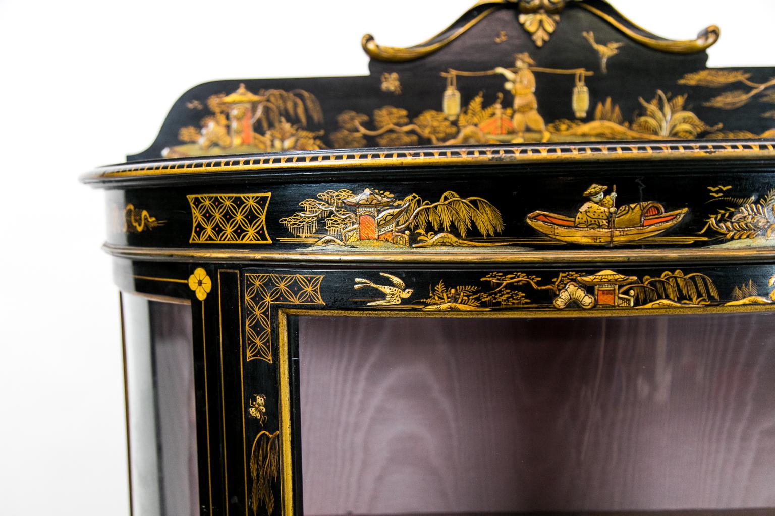 Lacquered  English Chinoiserie Display Case