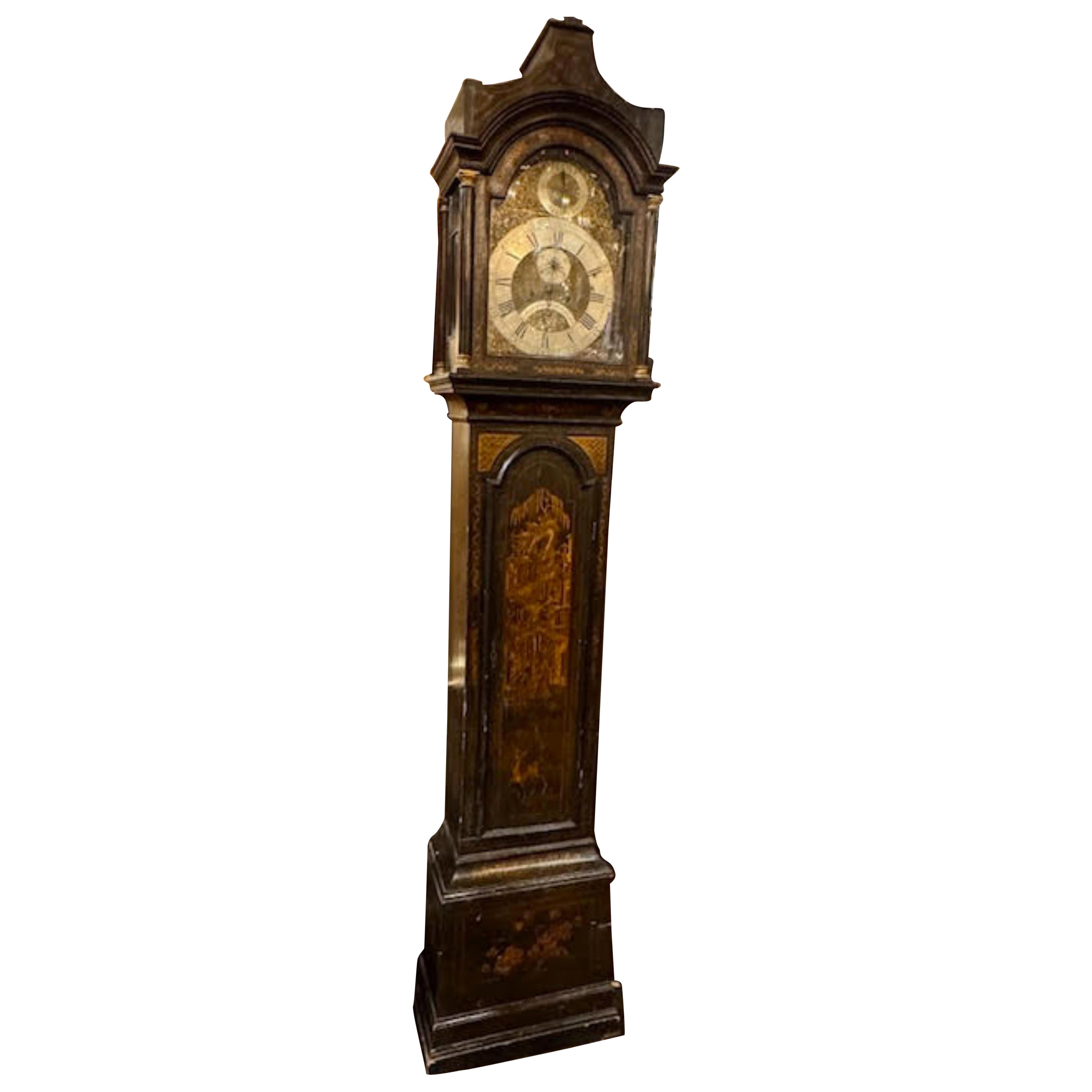 English Chinoiserie Grandfather Clock For Sale
