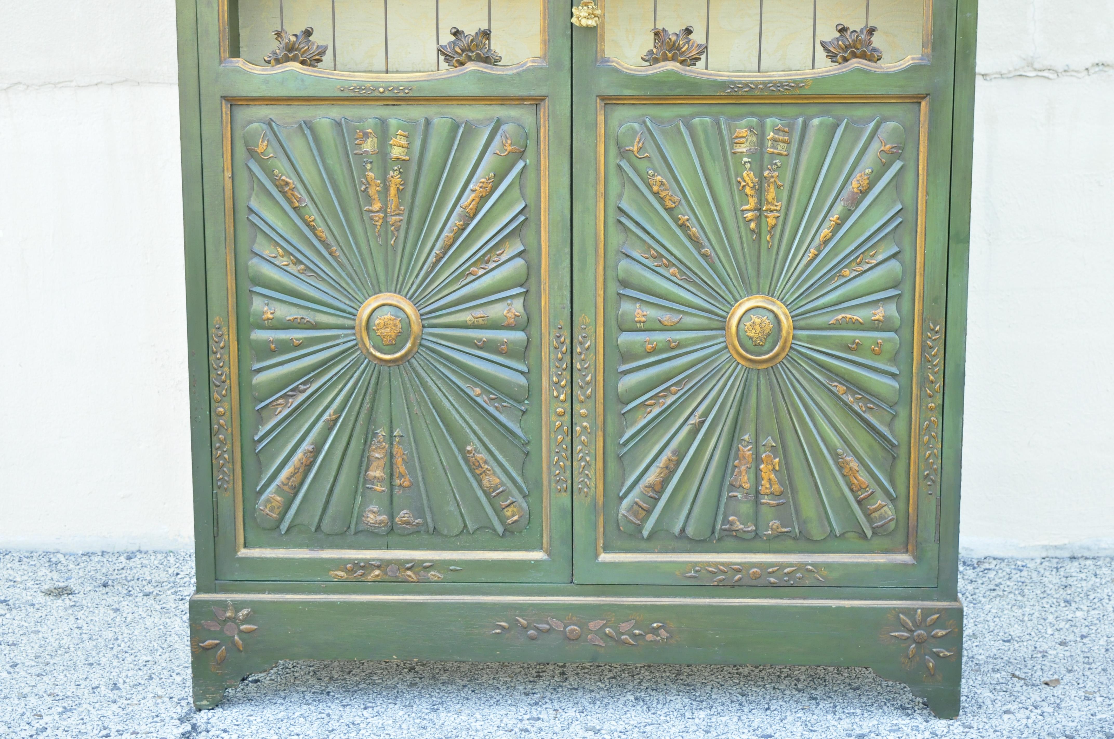 green curio cabinet