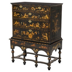 English Chinoiserie Highboy Chest of Drawers