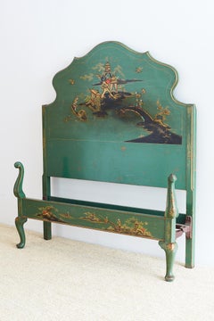 English Chinoiserie Lacquered Headboard and Footboard