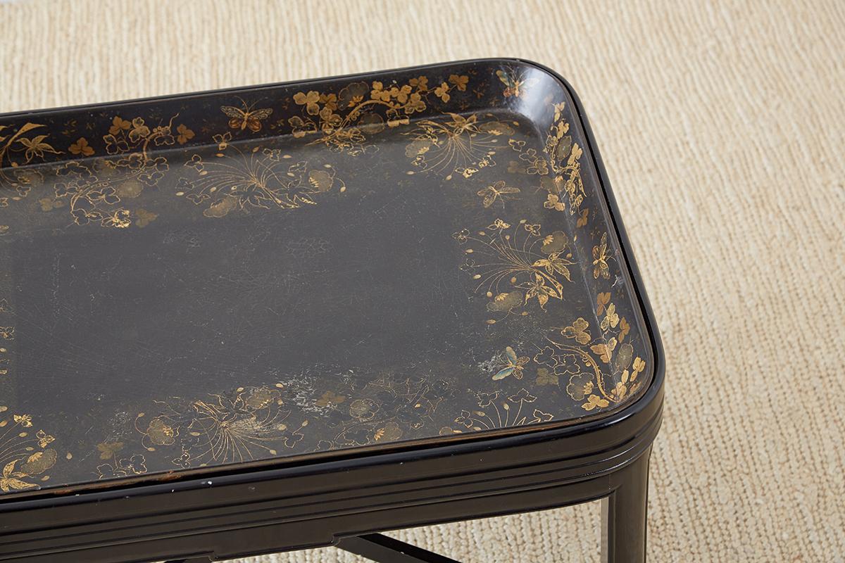 English Chinoiserie Lacquered Tray Table by Henry Clay 3