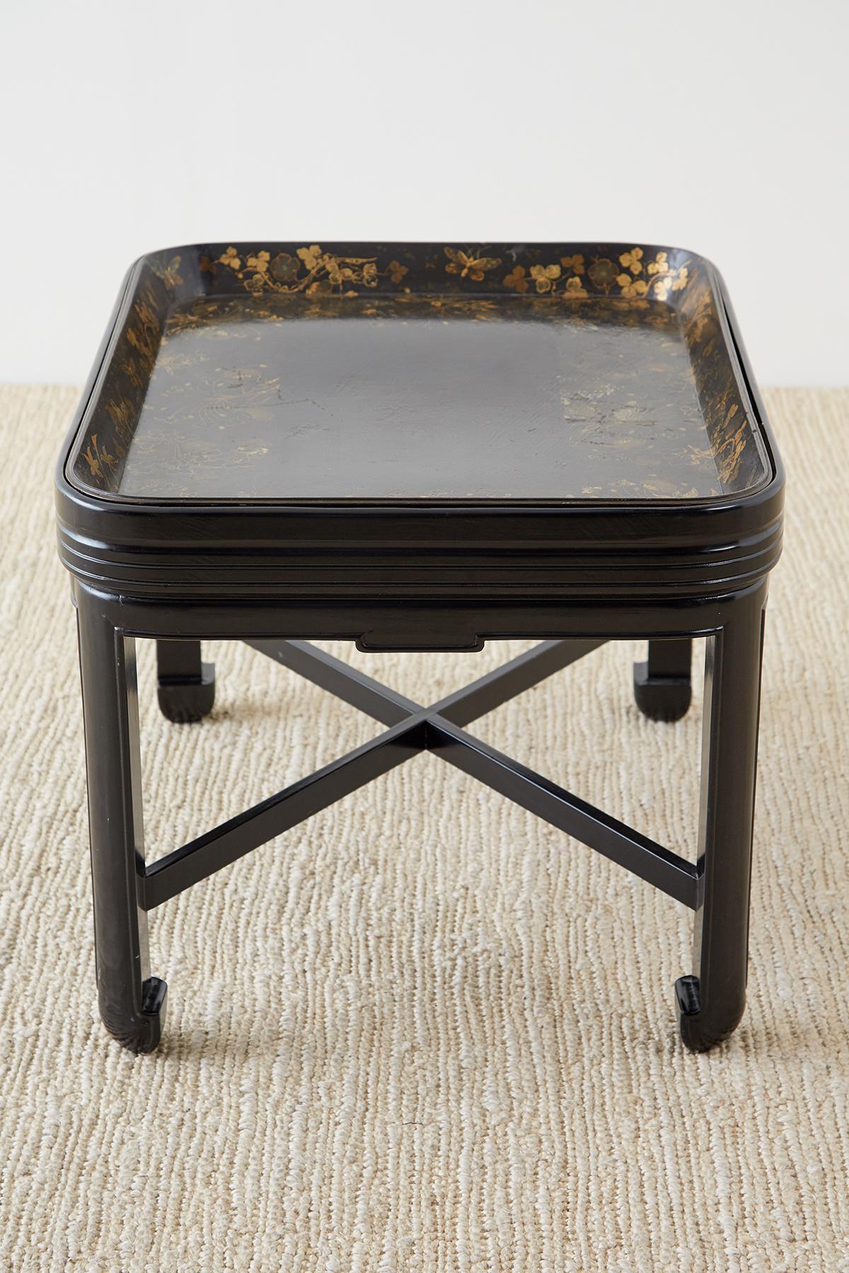 English Chinoiserie Lacquered Tray Table by Henry Clay 4