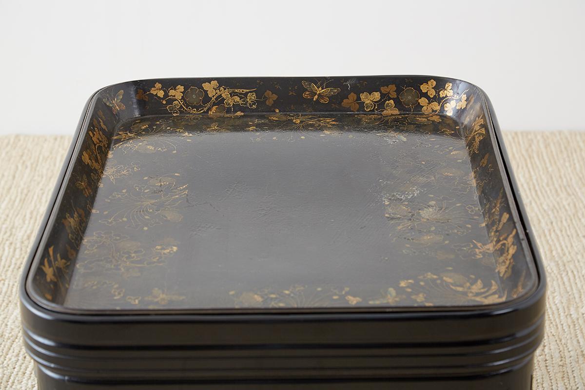 English Chinoiserie Lacquered Tray Table by Henry Clay 6