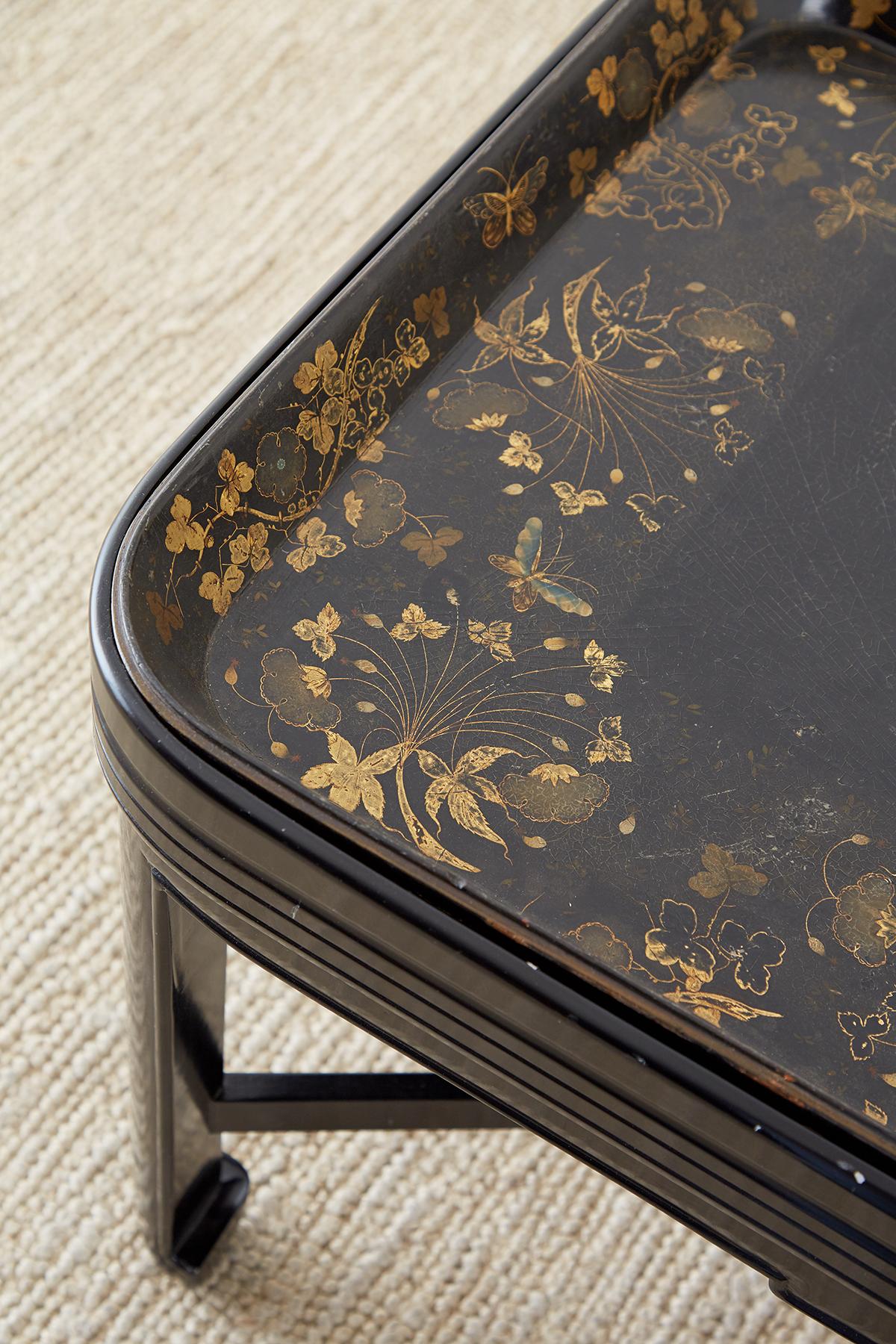English Chinoiserie Lacquered Tray Table by Henry Clay 1