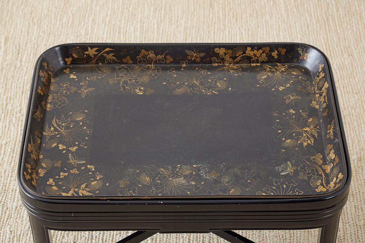 English Chinoiserie Lacquered Tray Table by Henry Clay 2
