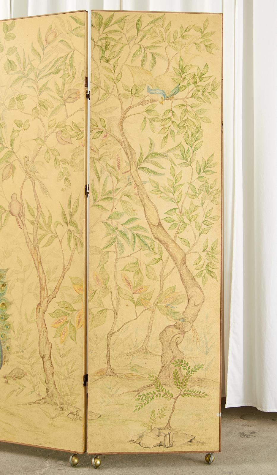 English Chinoiserie Painted Five-Panel Double Sided Screen 3