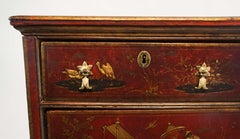 English Chinoiserie Red Japanned Chest of Drawers, circa 1720