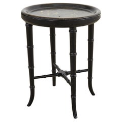 English Chinoiserie Revival Papier Mâché Faux Bamboo Drink Table