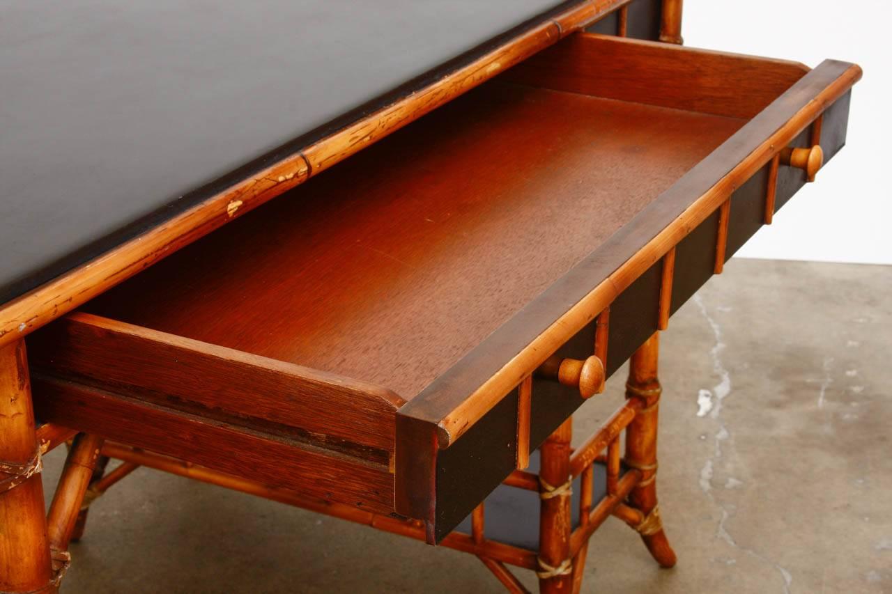 20th Century English Chinoiserie Style Bamboo Desk by Milling Road for Baker