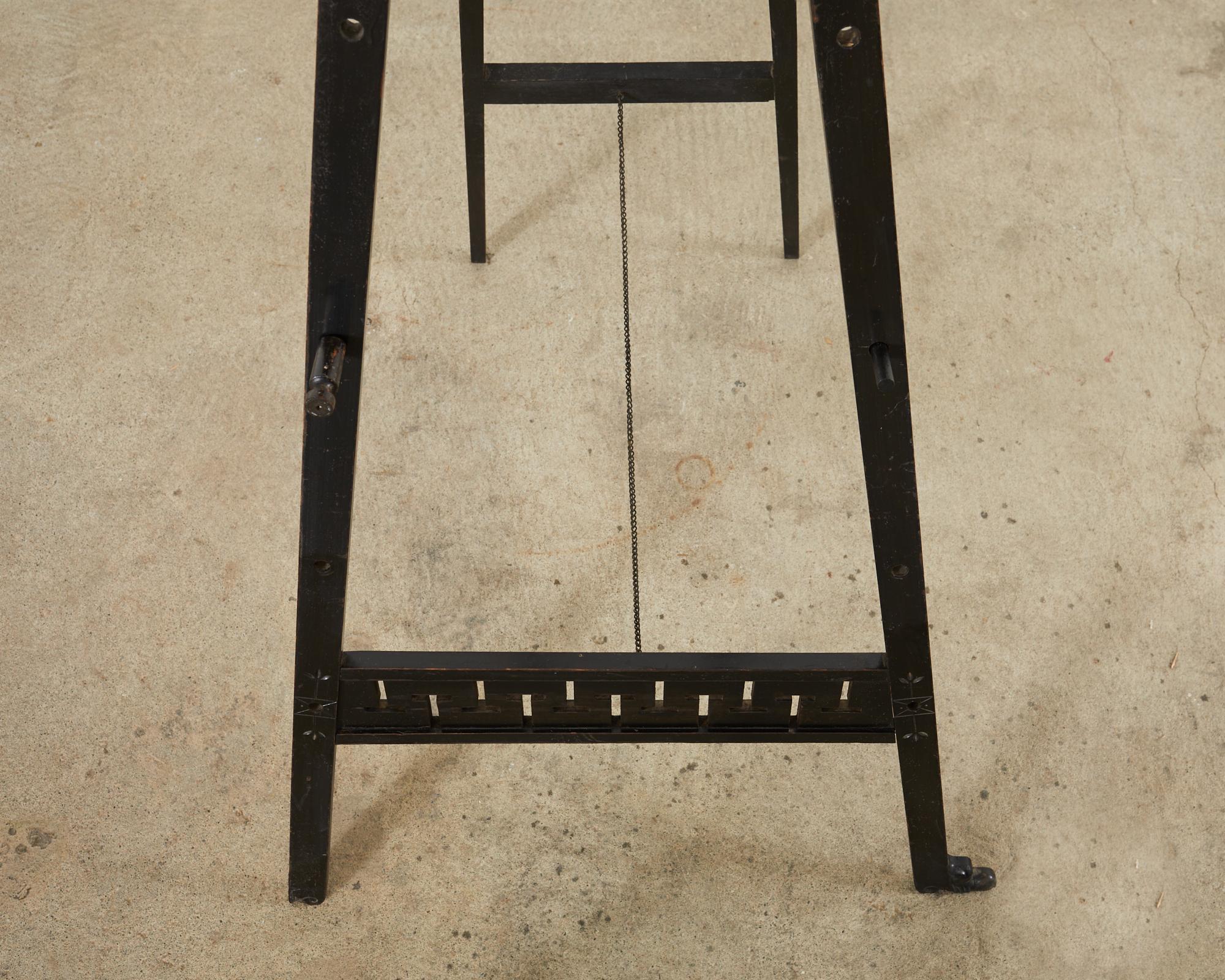 English Chinoiserie Style Ebonized Pagoda Artists Easel For Sale 1