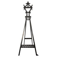 Vintage English Chinoiserie Style Ebonized Pagoda Artists Easel