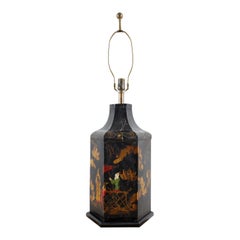 English Chinoiserie Style Tole Tea Canister Table Lamp