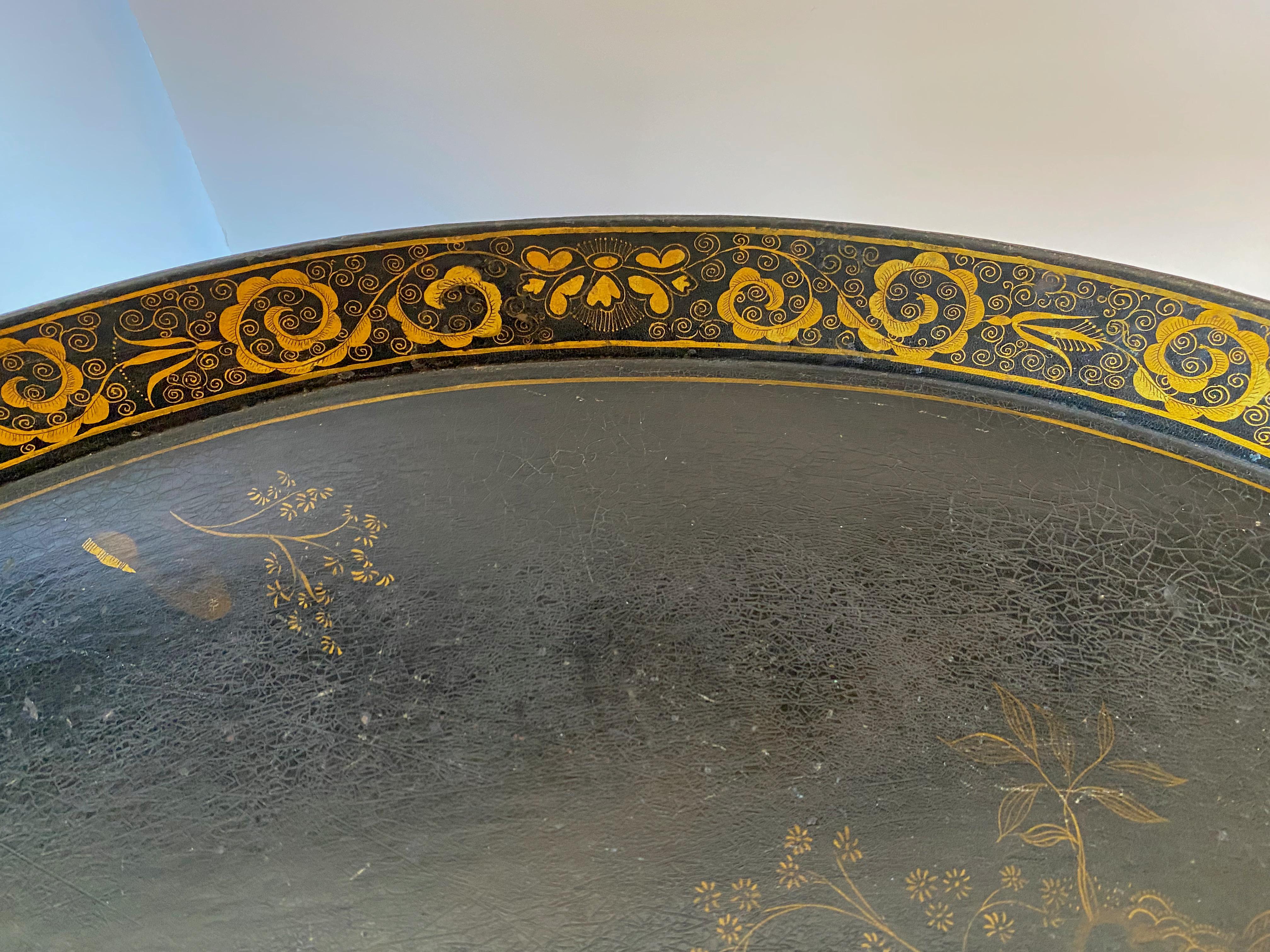 19th Century English Chinoiserie Tole Tray Table For Sale