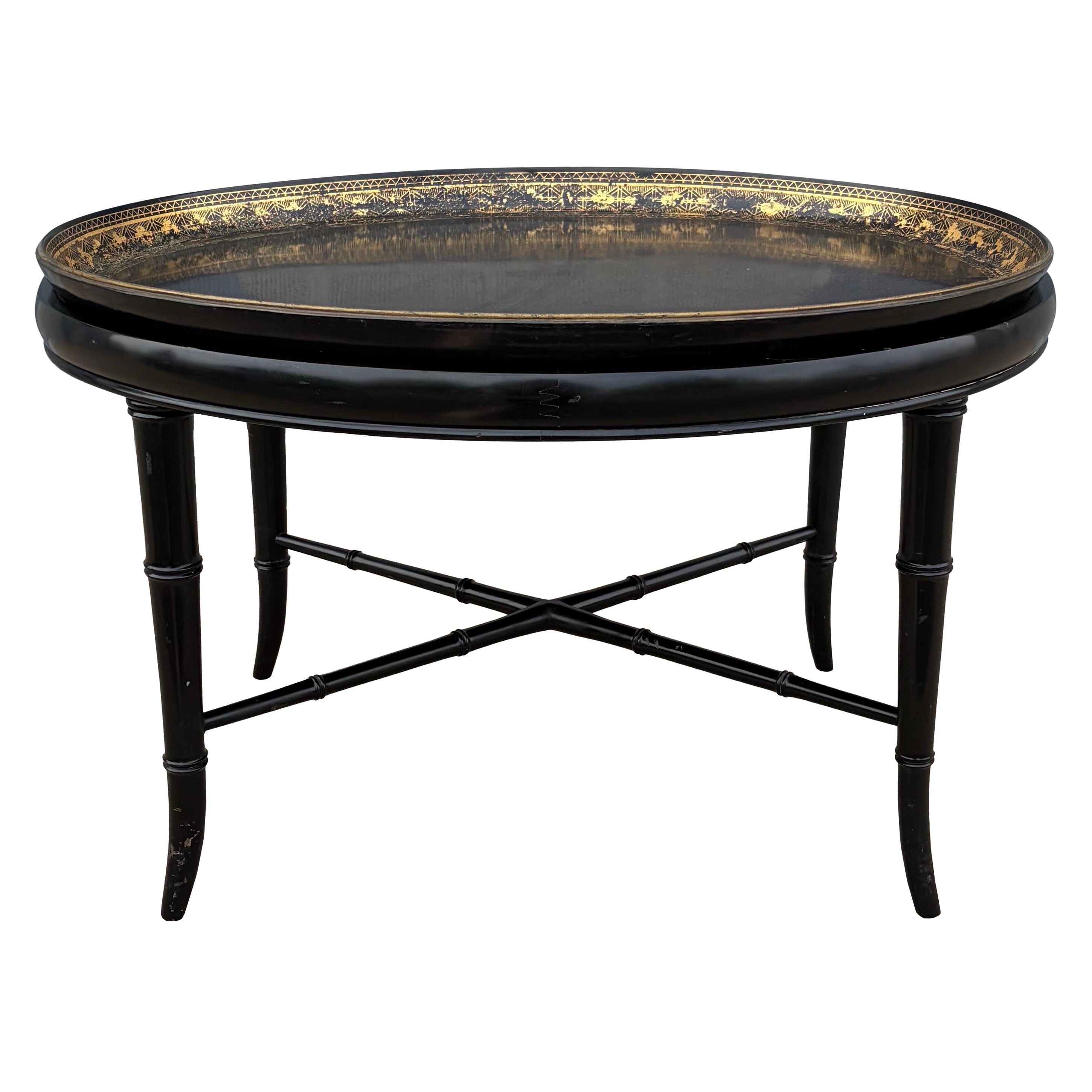 English Chinoiserie Tray-Top Table by Wm. S. Burton, Late 19th Century