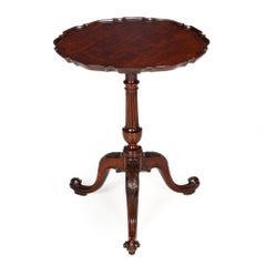 English Chippendale Antique Carved Mahogany Pie Crust Table ca. 1760