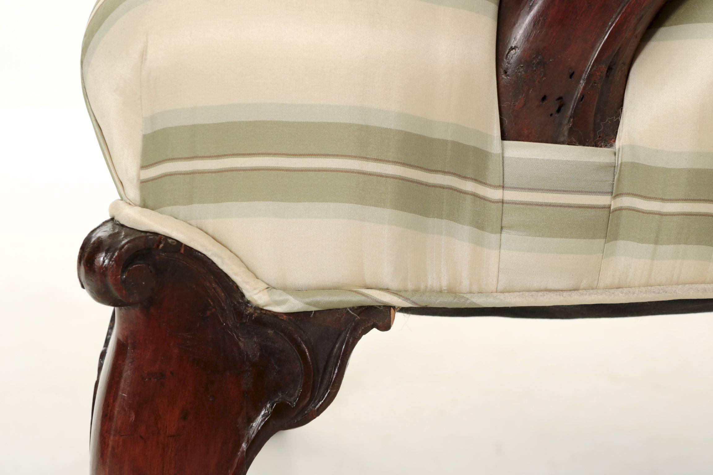 English Chippendale Antique Mahogany Lolling Armchair, 18th Century 3