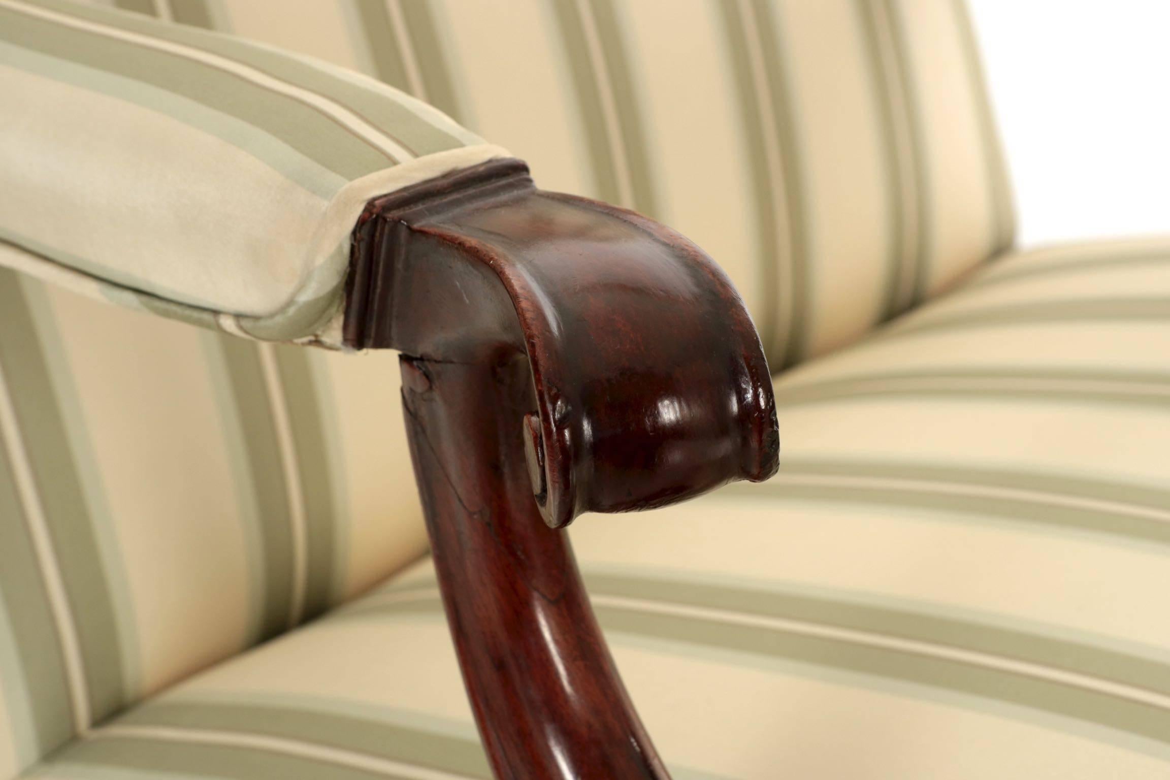 English Chippendale Antique Mahogany Lolling Armchair, 18th Century 4