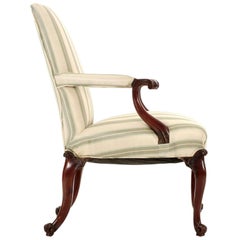 English Chippendale Antique Mahogany Lolling Armchair, 18th Century