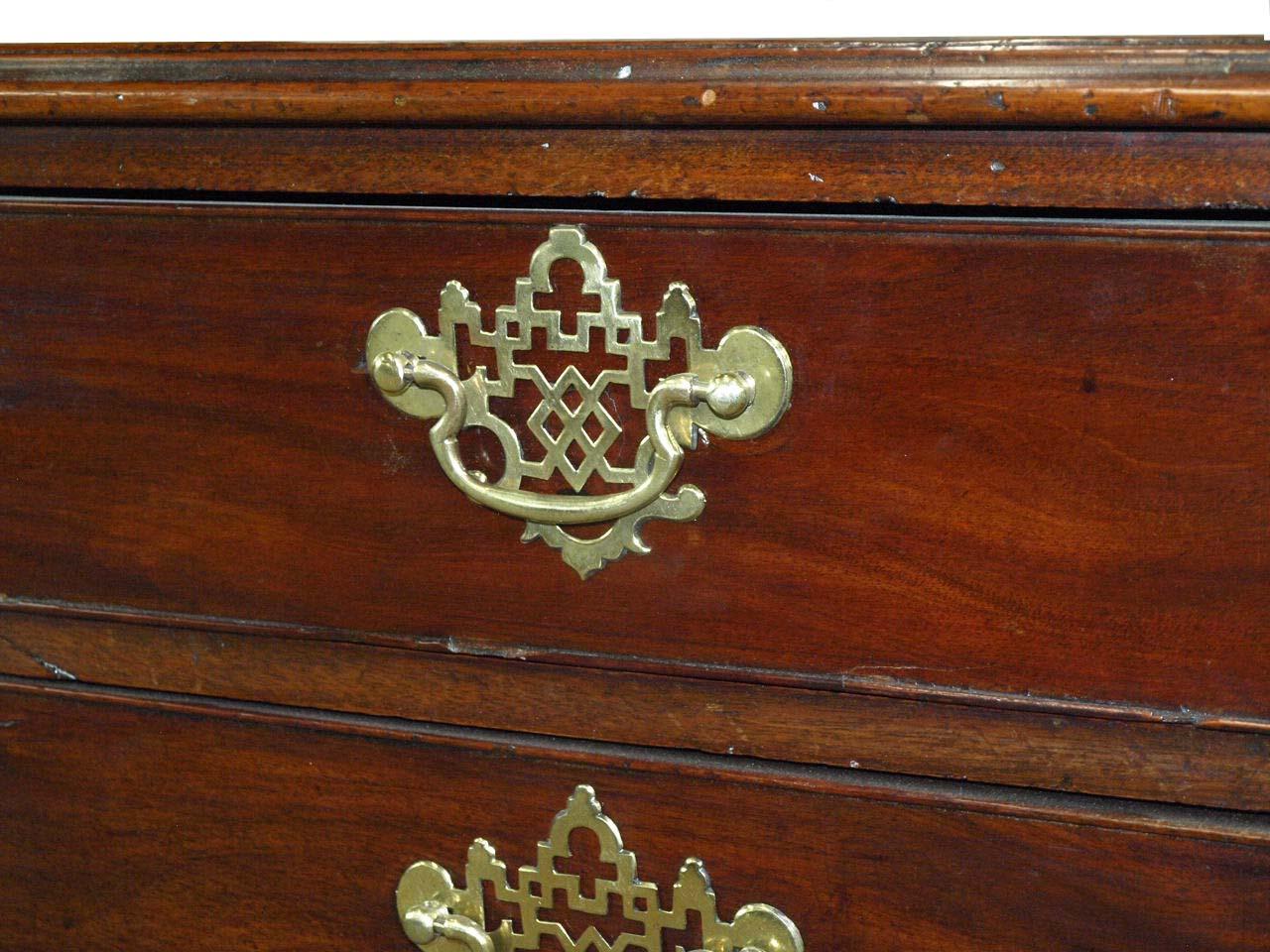 Brass English Chippendale Bachelor's Chest For Sale