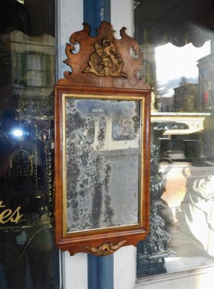 English Chippendale Burl Walnut and Gilt Eagle Foliage Wall Mirror, Circa 1770