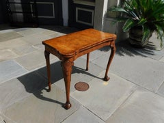 English Chippendale Burl Walnut Constantine Action Ball & Claw Game Table C 1760