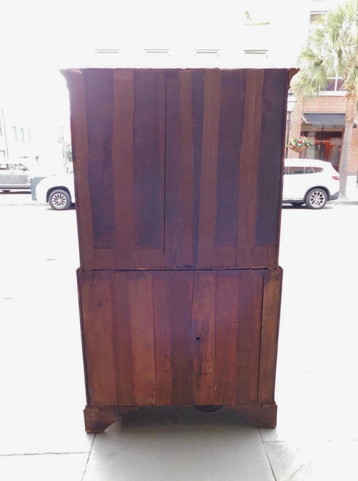 English Chippendale Burl Walnut Inlaid Chest on Chest with Orig. Brasses, C 1760 For Sale 15