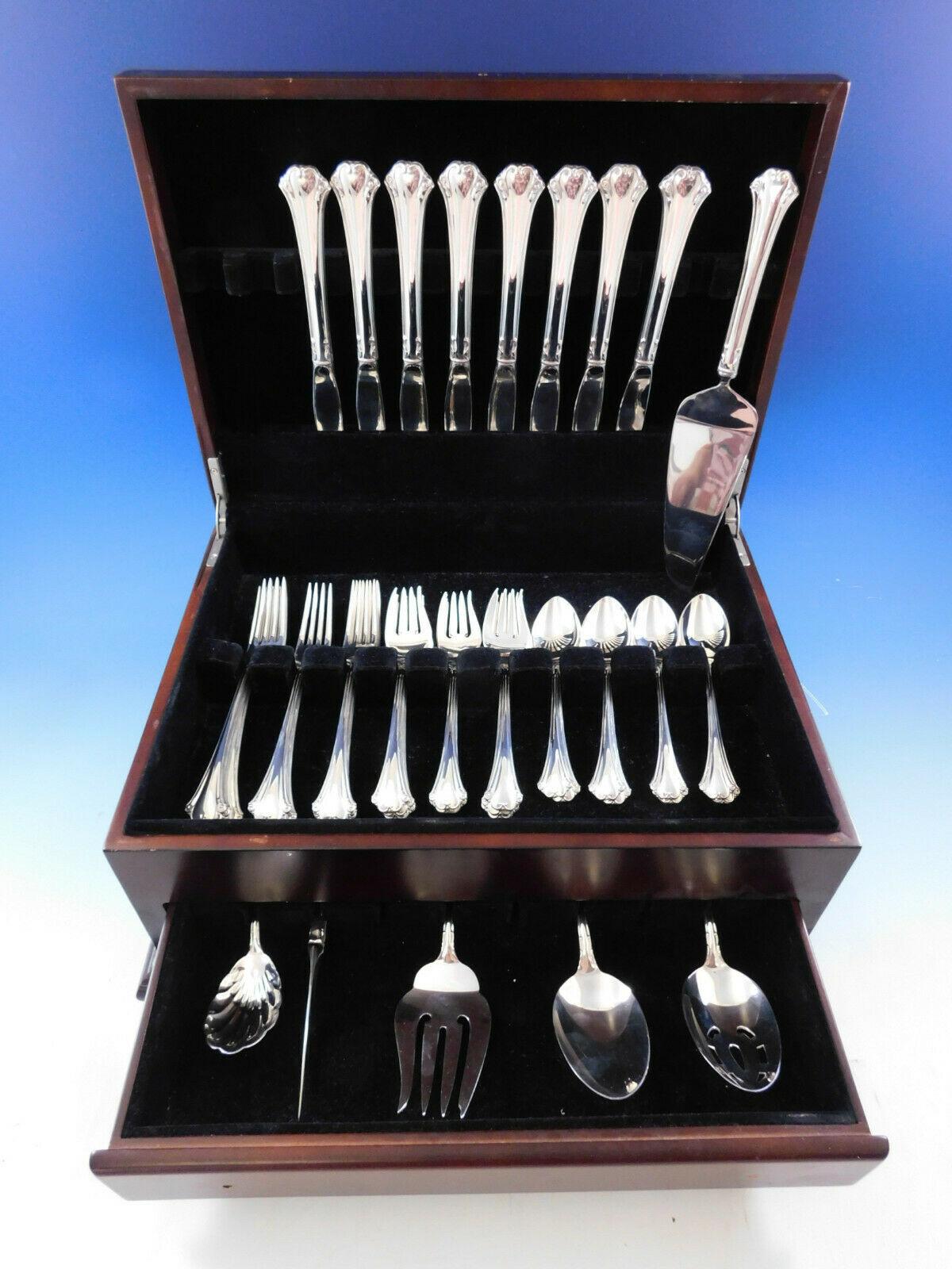English Chippendale by Reed & Barton sterling silver flatware set, 38 pieces. This set includes:

8 knives, 8 7/8