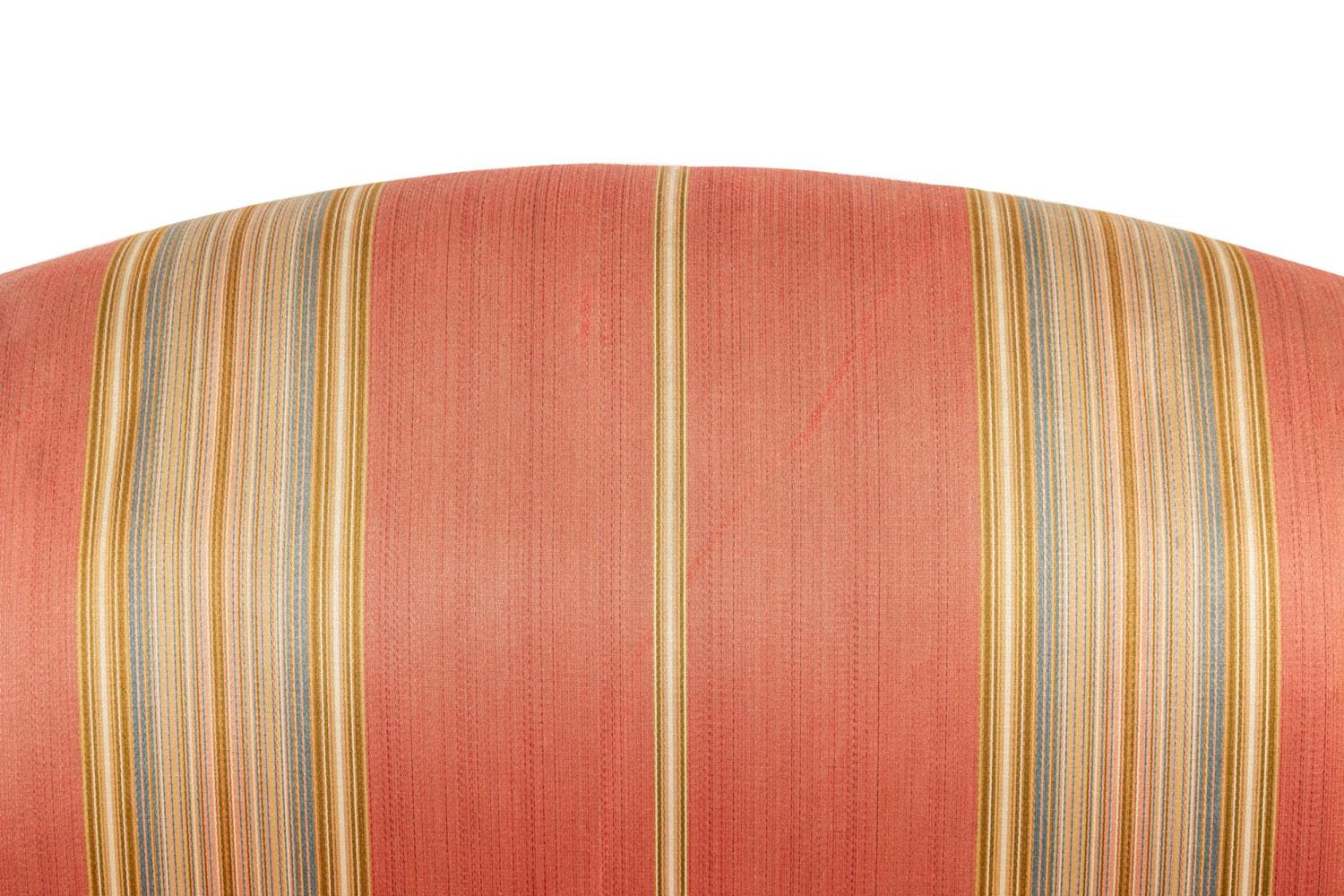 English Chippendale Candy Striped Camelback Sofa en vente 3