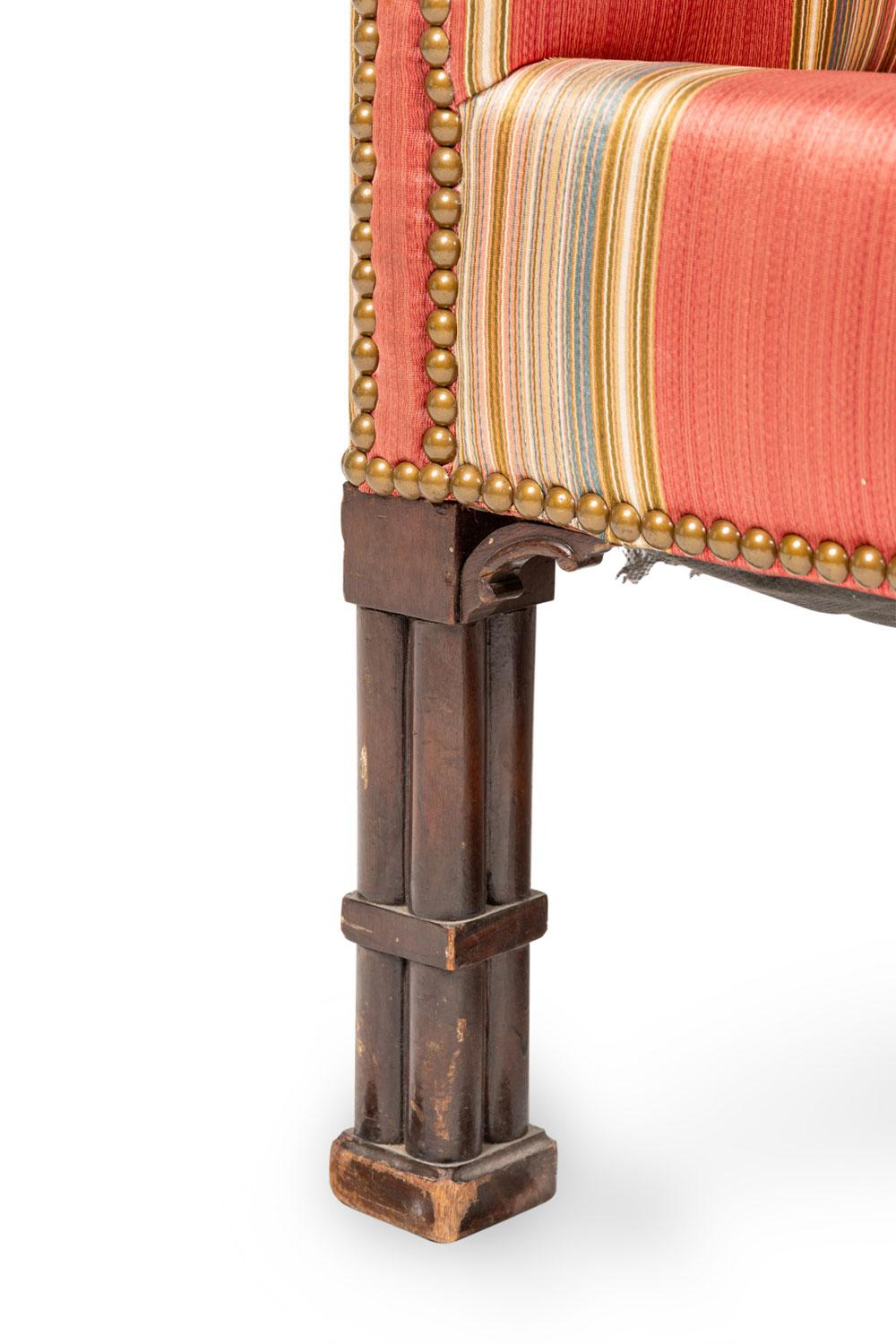 English Chippendale Candy Striped Camelback Sofa en vente 5