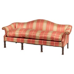 English Chippendale Candy Striped Camelback Sofa