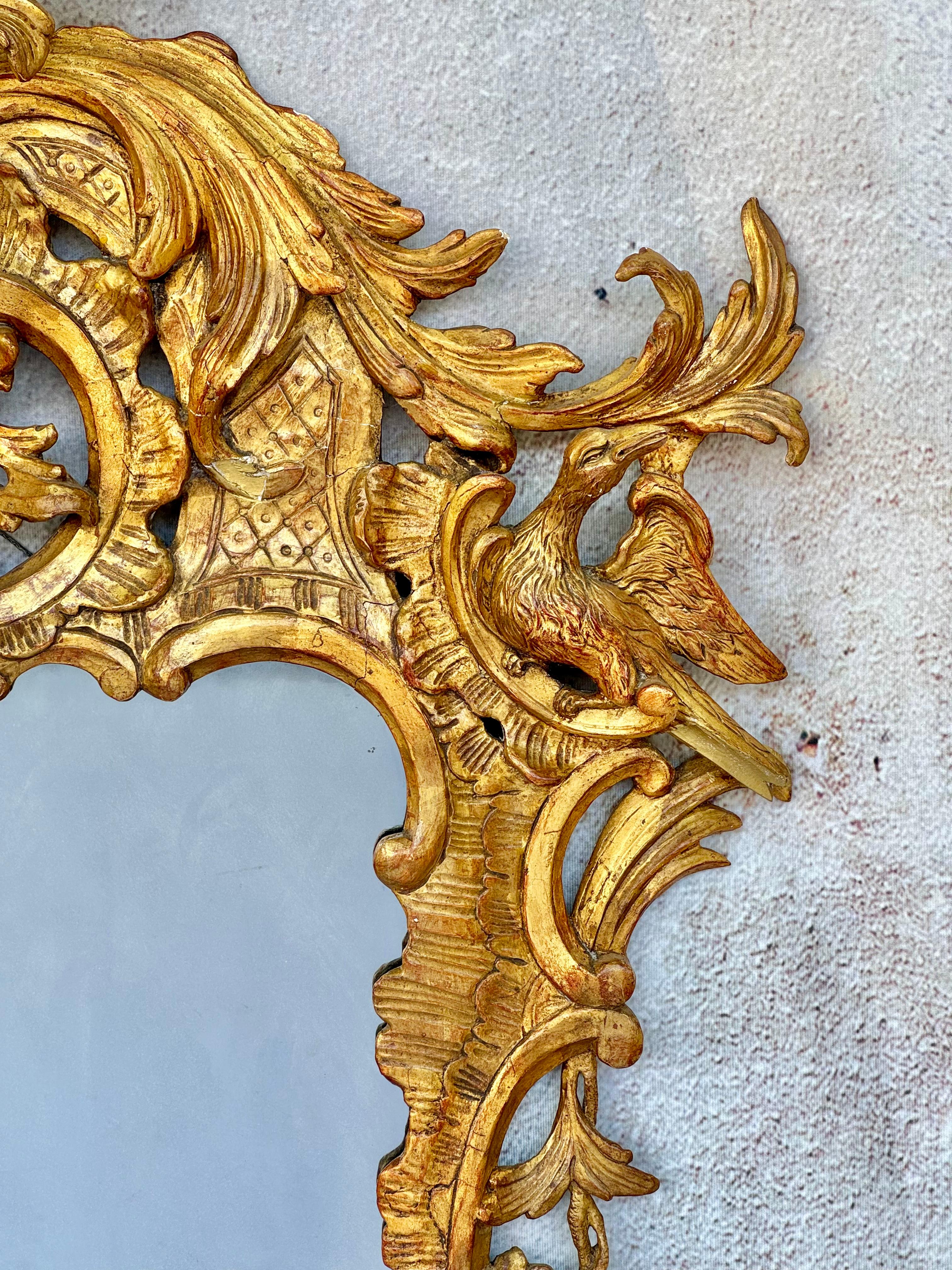 Englisch Chippendale geschnitzt vergoldet Wood Mirror im Zustand „Gut“ im Angebot in Bradenton, FL