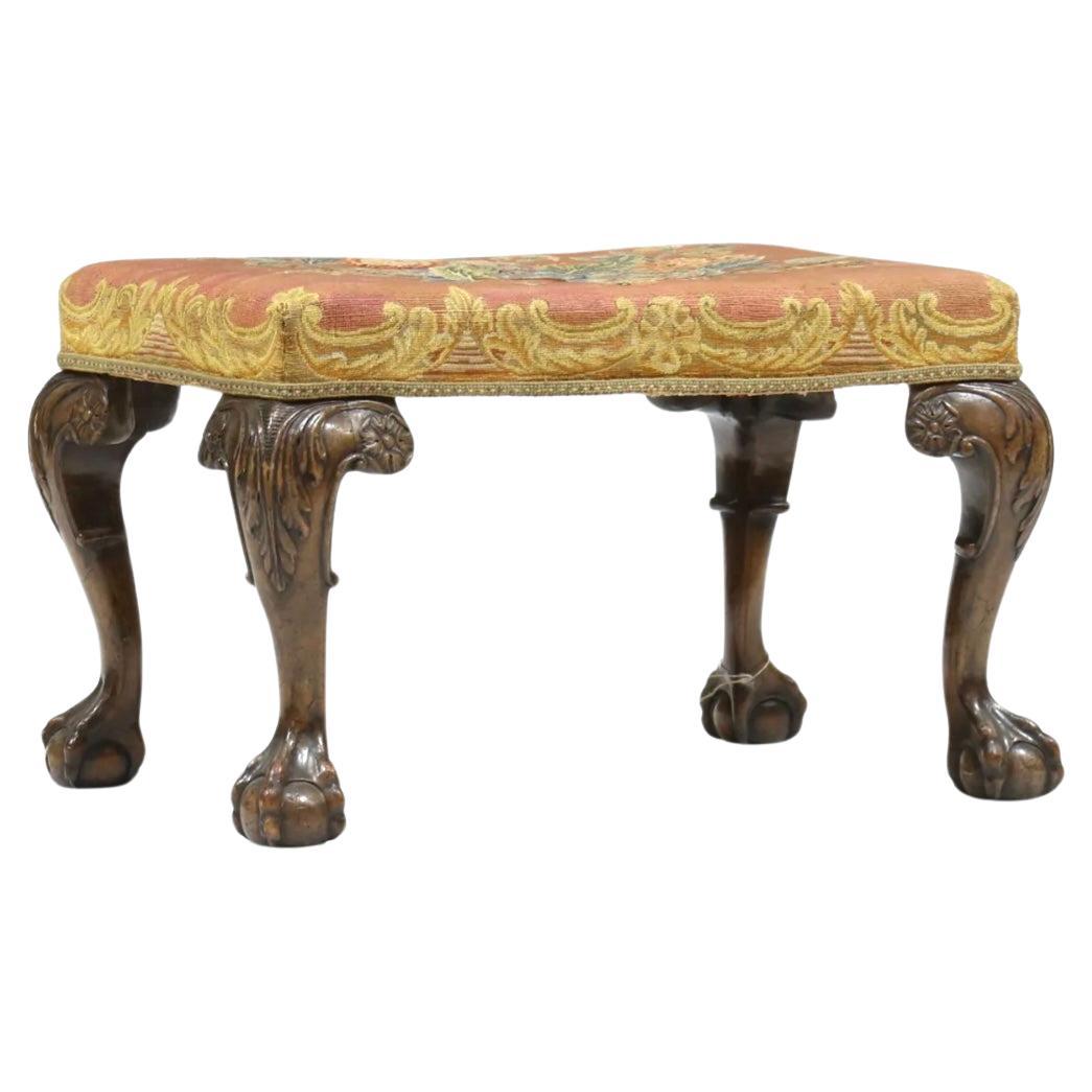 English Chippendale Carved Mahogany Stool For Sale