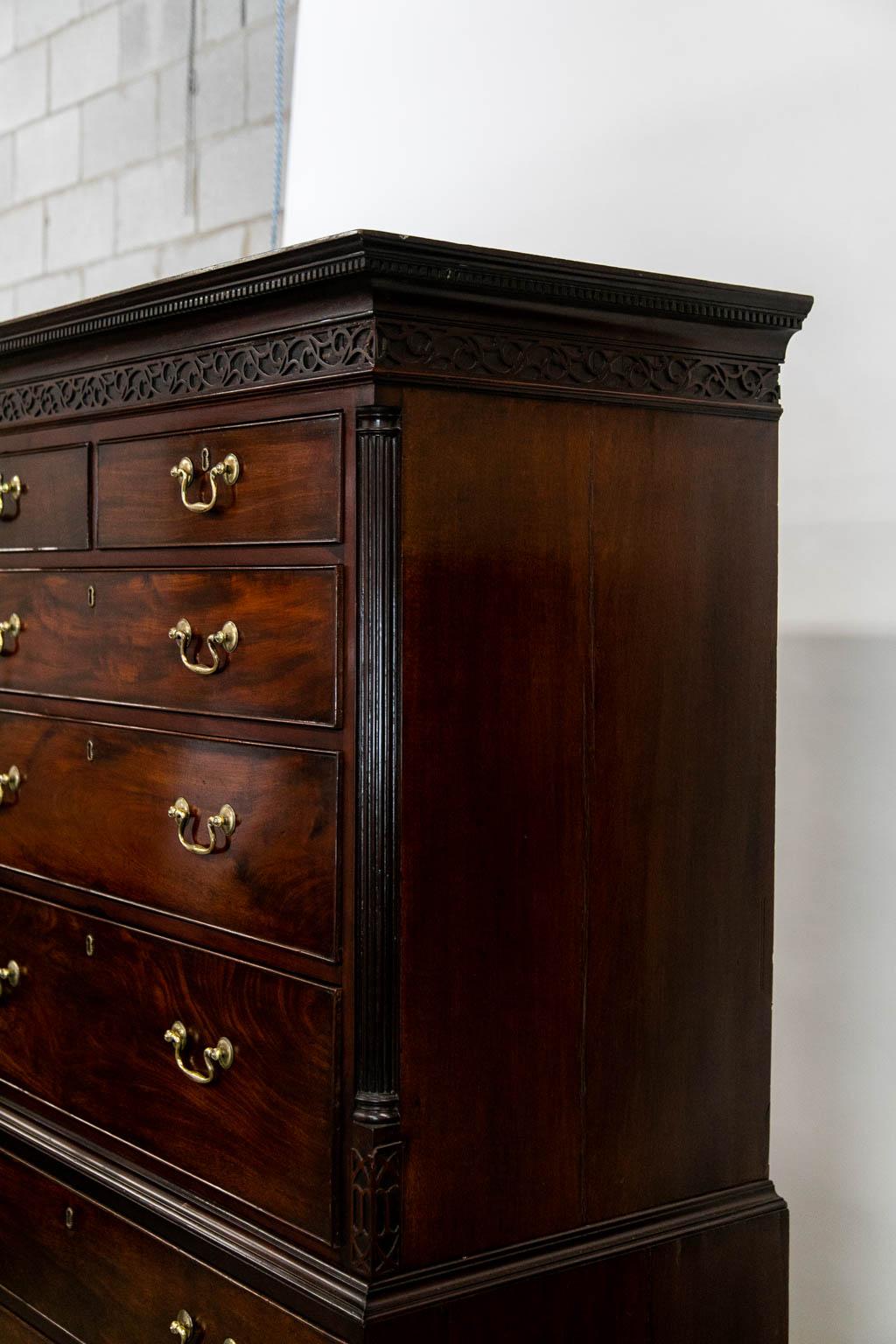 Late 18th Century English Chippendale Chest On Chest For Sale