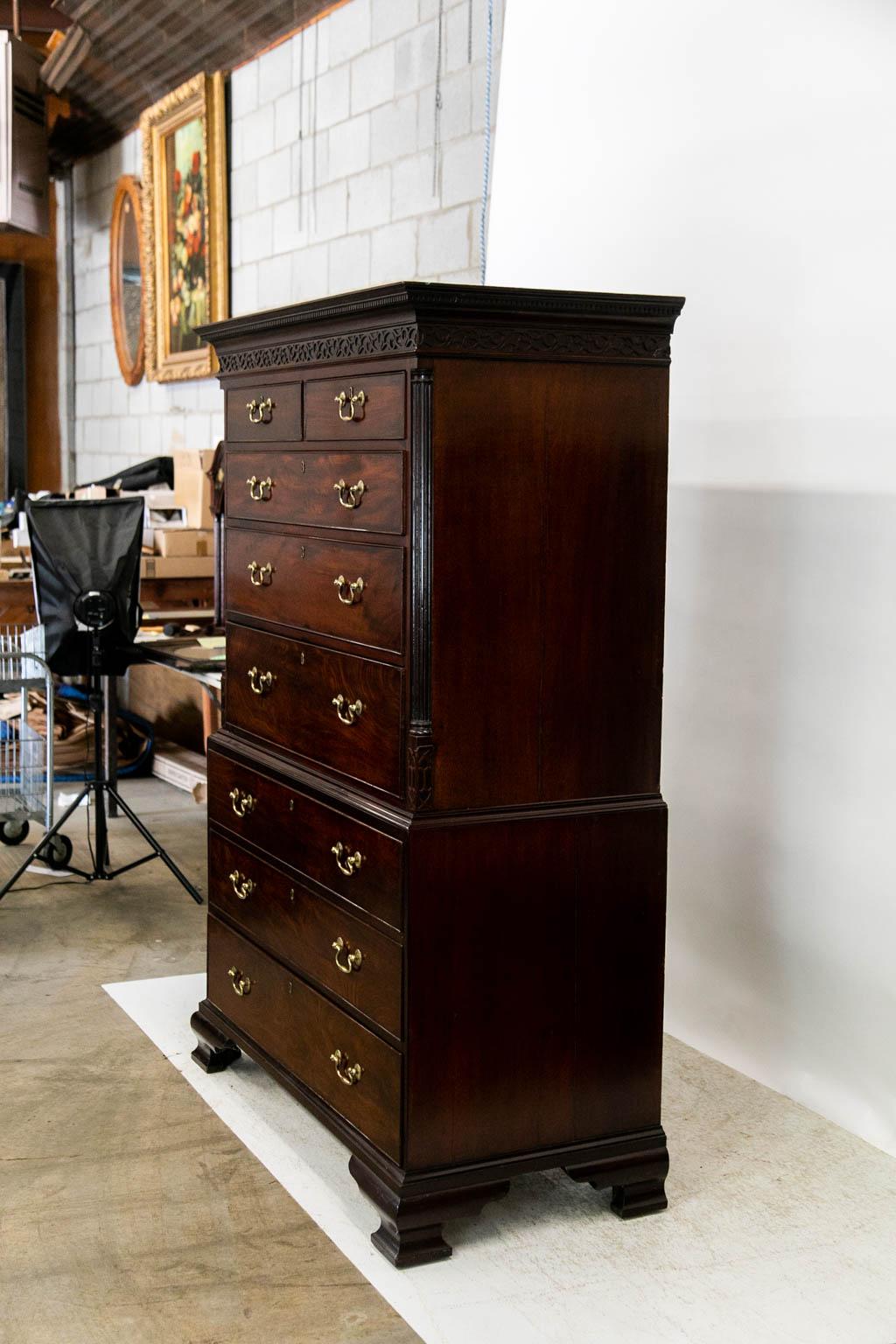 English Chippendale Chest On Chest For Sale 3