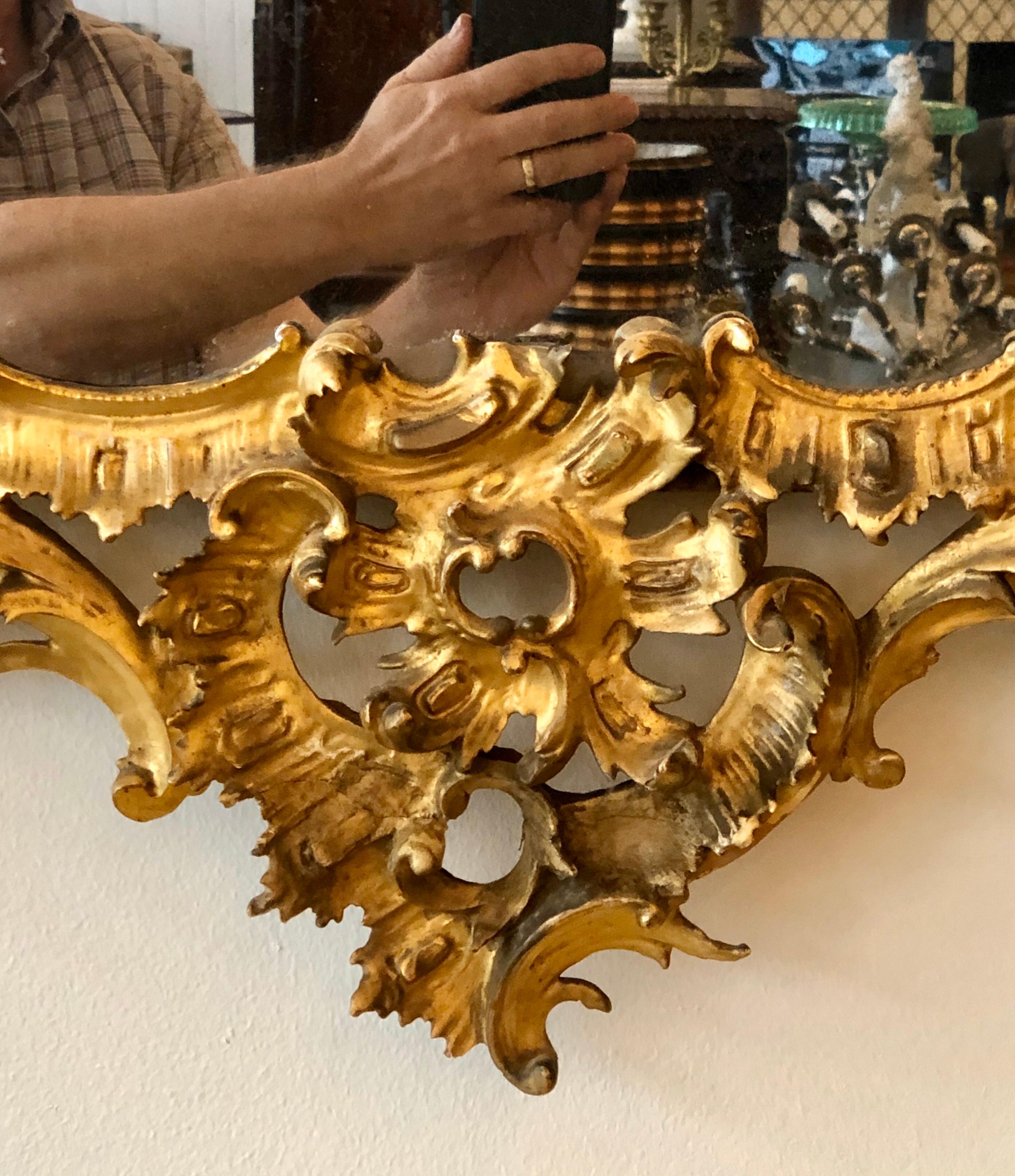 Miroir Chippendale anglais en bois doré sculpté, 18ème siècle en vente 5
