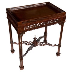 English Chippendale/George II Style Mahogany Open Fretwork Side Table 