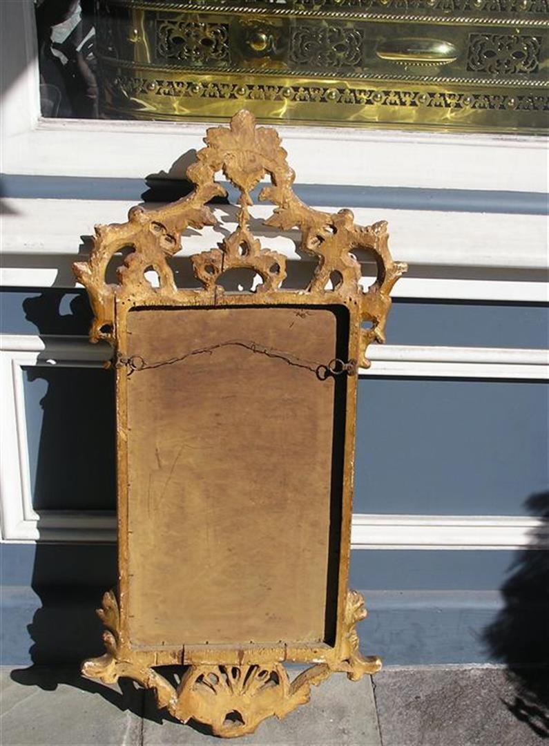 Giltwood English Chippendale Gilt Carved Wood Floral and Shell Motif Mirror. Circa 1770 For Sale
