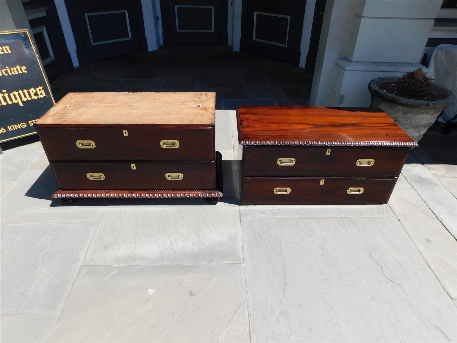 English Chippendale Kingwood Military Campaign Chest with Secretary, Circa 1780 For Sale 7