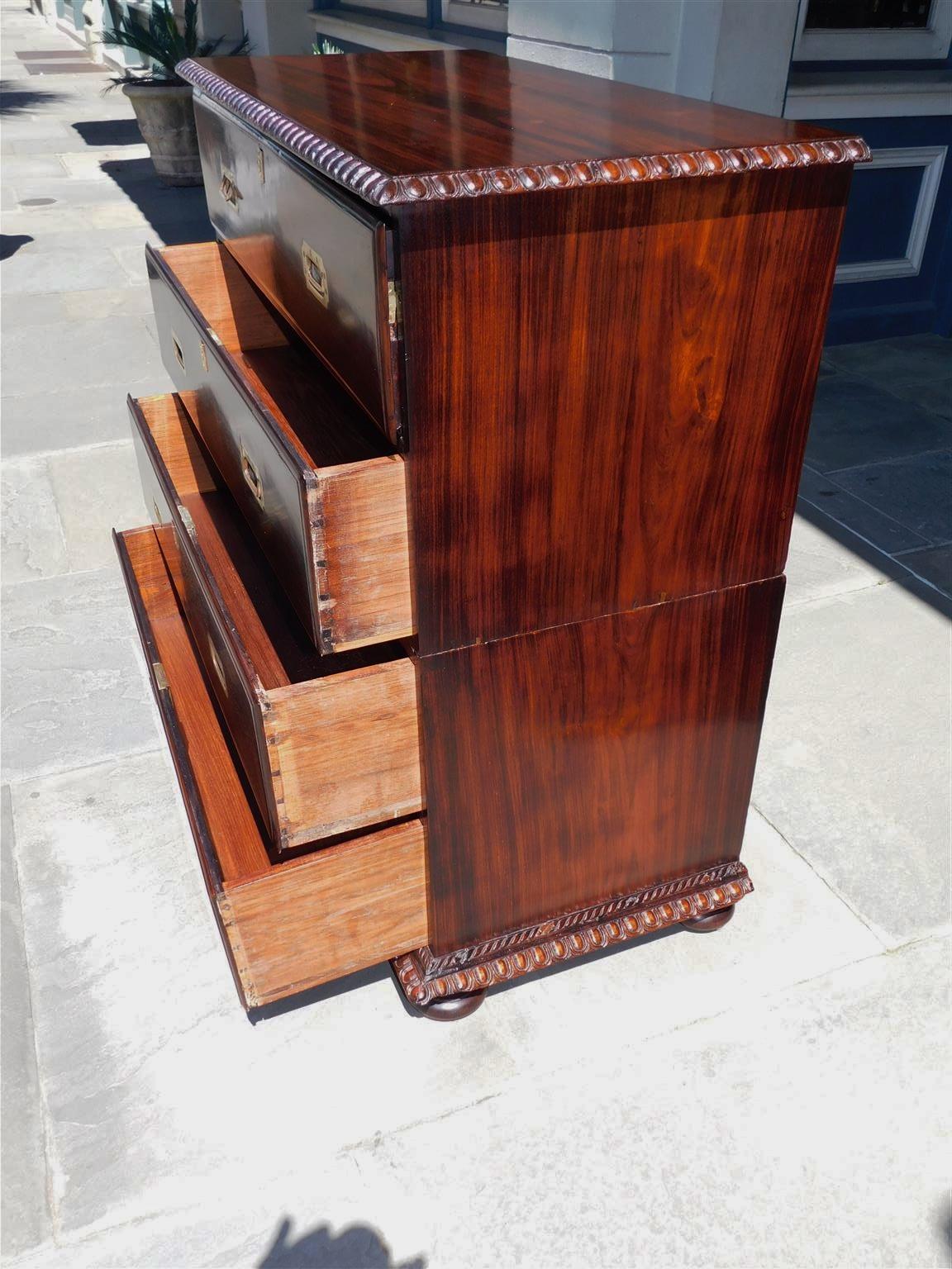 English Chippendale Kingwood Military Campaign Chest with Secretary, Circa 1780 For Sale 8