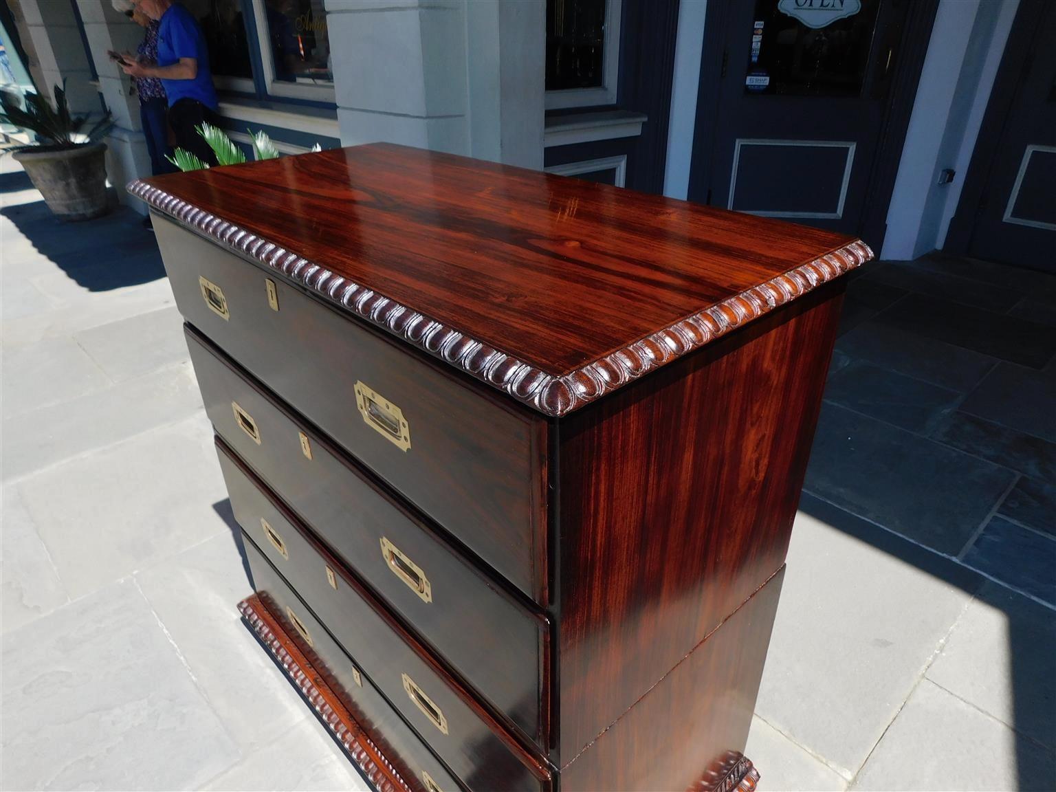 Late 18th Century English Chippendale Kingwood Military Campaign Chest with Secretary, Circa 1780 For Sale