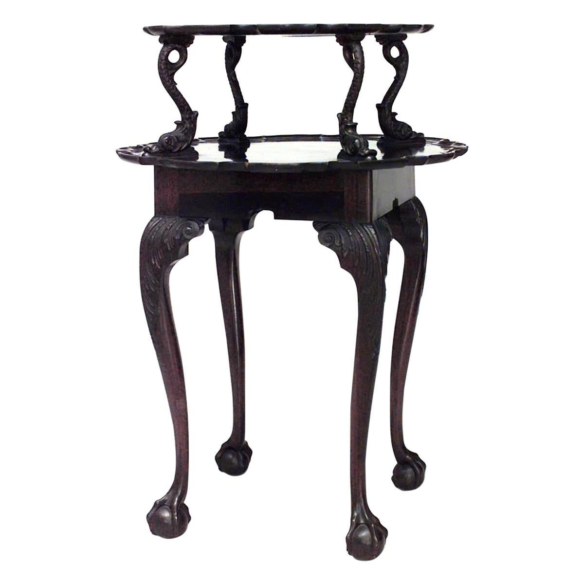 English Chippendale Mahogany 2-Tier Table For Sale