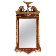 Espejo de pared inglés Chippendale de caoba y madera dorada con follaje de águila, circa 1770